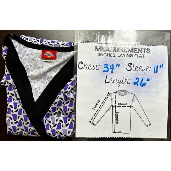 Dickies Women’s V-Neck Purple Floral Tunic Top w/ Deep Pockets Sz MEDIUM - Picture 8 of 8